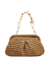 Bolsa Feminina Clutch em Palha com Alça de Pedrarias - Laila [FRETE FULL]