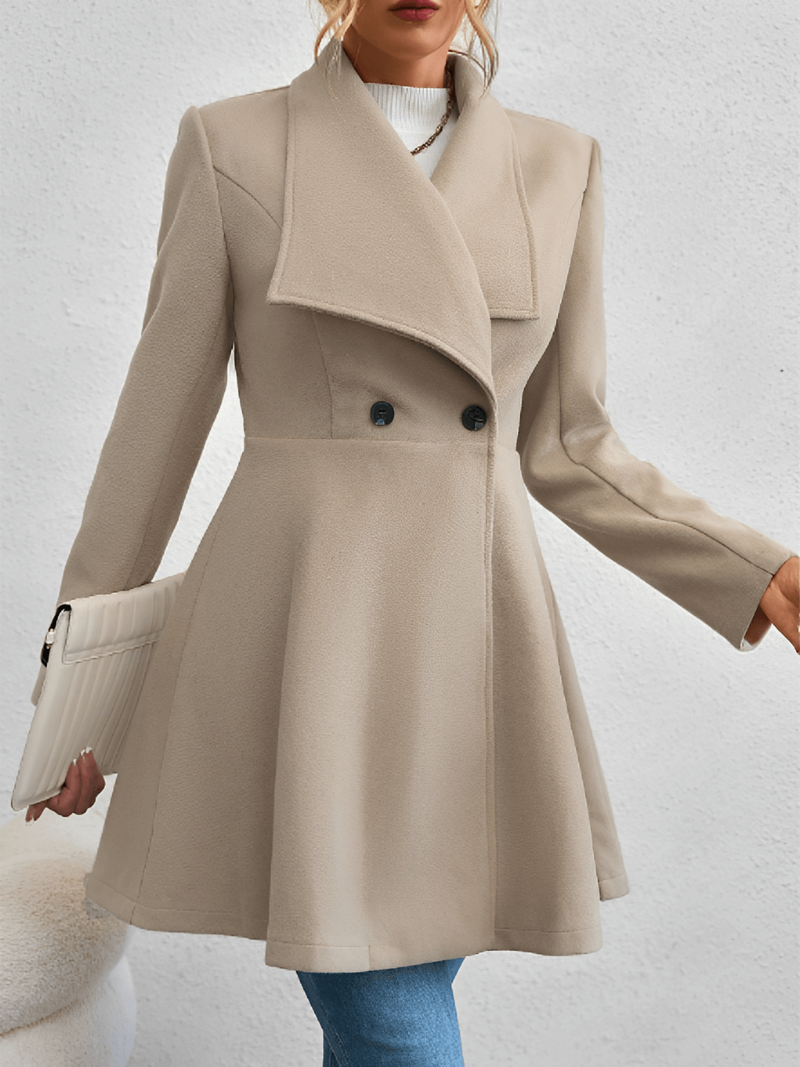 Sobretudo Godê Acinturado em Lã Batida com Botões  – Eunice