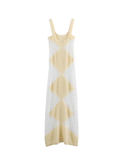 Vestido Feminino Longo de Tricô Vazado com Alças Finas - Helena