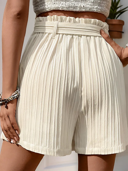 Short Feminino Plissado Cintura Alta com Cinto - Karine