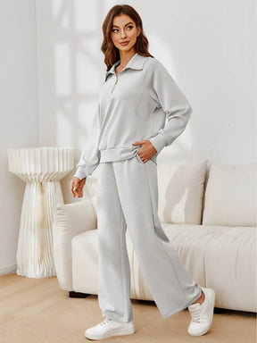 Conjunto com Suéter de Gola Alta e Calça Wide Leg Ajustável - Alessandra