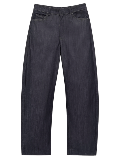 Conjunto Feminino de 3 Peças Jeans com Blazer Acinturado Corset Peplum e Calça Wide Leg Cintura Alta - Kendall