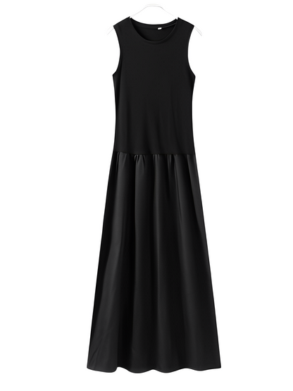 Vestido Feminino Longo Tecido Canelado com Modelagem Evasê Plissado - Maia