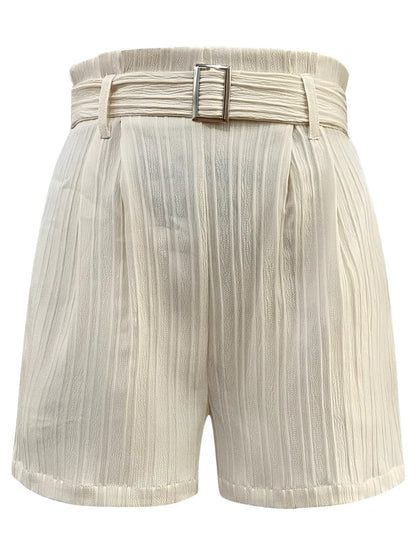 Short Feminino Plissado Cintura Alta com Cinto - Karine