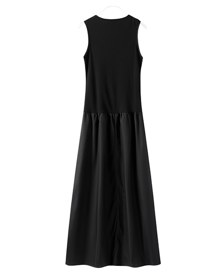 Vestido Feminino Longo Tecido Canelado com Modelagem Evasê Plissado - Maia