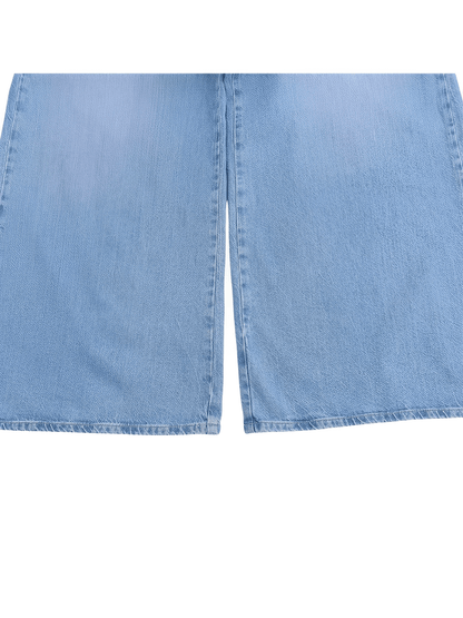Macacão Feminino Jeans com Decote Nadador e Abertura Frontal em Botões Modelagem Wide Leg  - Jordana