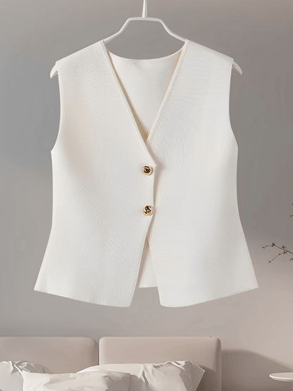 Conjunto Feminino Alfaiataria com Colete de Botões e Saia Longa em Camadas Plissada - Mirella