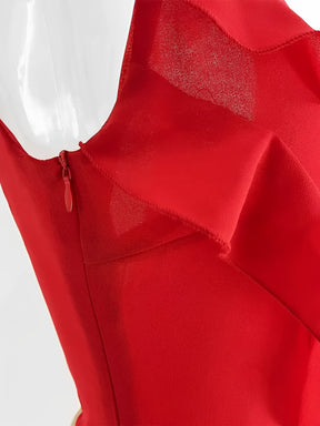 Vestido Longo de Festa em Chiffon De Alças Babados e Costas Nuas – Cassandra