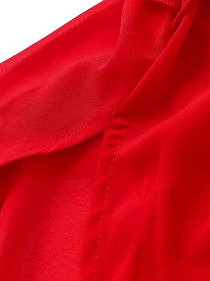 Vestido Feminino Longo de Festa em Chiffon com Babados Alças Finas e Costas Decotadas - Cassandra