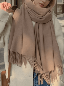 Cachecol Feminino Grande em Caxemira com Franjas – Ana