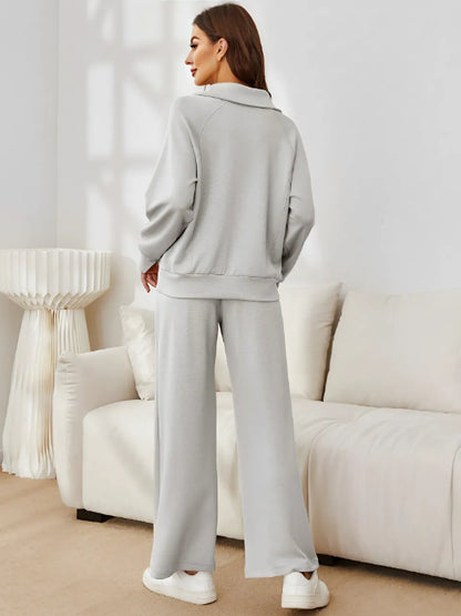 Conjunto Feminino com Suéter Gola Alta Ajustável e Calça Cintura Média com Ajuste de Cordão - Alessandra