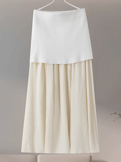 Conjunto Feminino Alfaiataria com Colete de Botões e Saia Longa em Camadas Plissada - Mirella