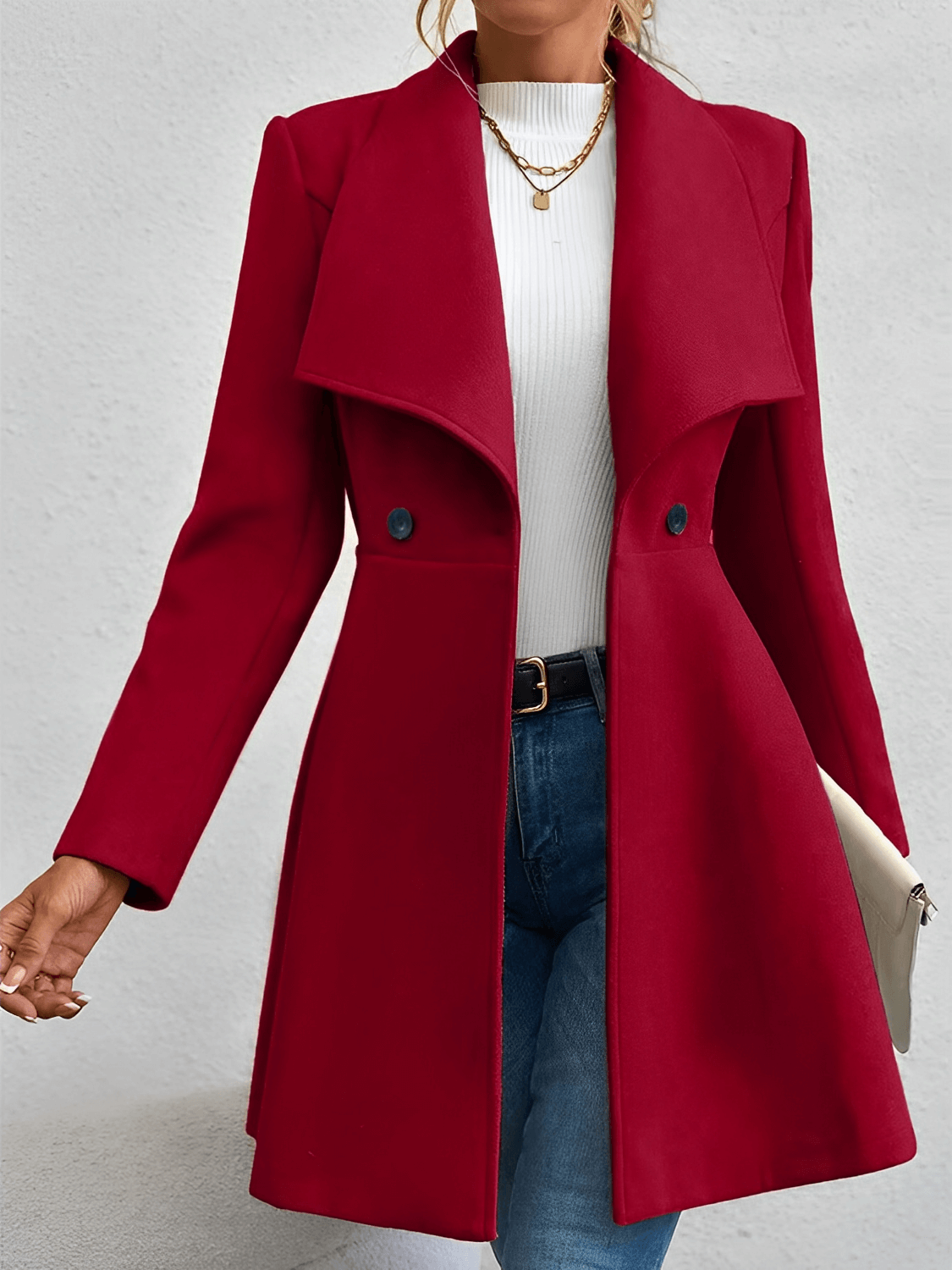 Sobretudo Godê Acinturado em Lã Batida com Botões  – Eunice