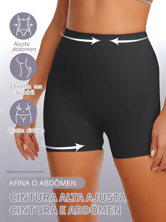 Short Feminino Modelador Cintura Alta Sem Costura com Enchimento Fixo  Efeito Levanta Bumbum  – Tailine