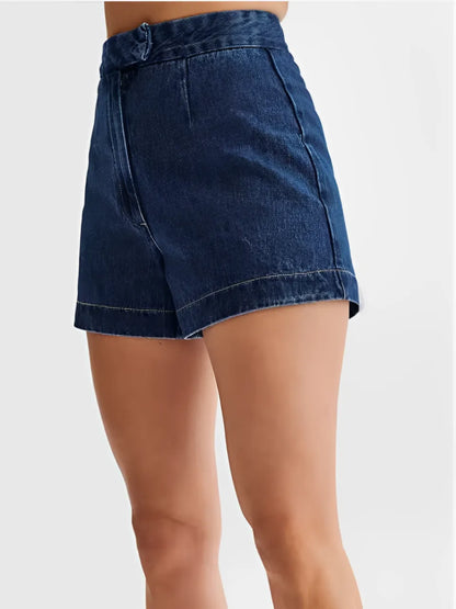 Conjunto Feminino Jeans com Colete de Botões e Short de Cintura Alta - Raiza