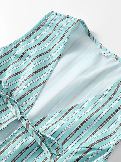 Conjunto Feminino em Tecido Leve com Blusa de Fechamento Frontal e Calça Ajustável - Stephanie [FRETE FULL]