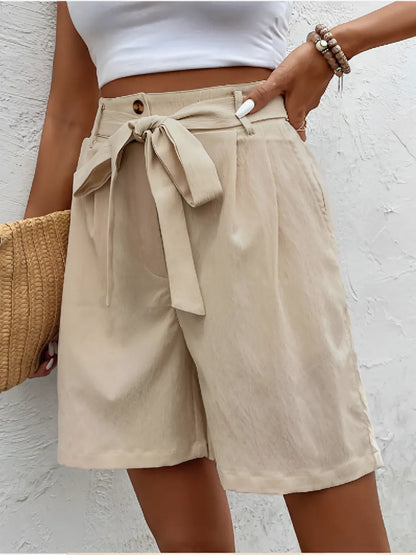 Bermuda Feminina Cintura Alta com Cinto Ajustável e Bolsos - Valentina