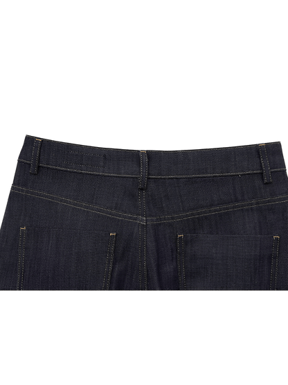 Conjunto Feminino de 3 Peças Jeans com Blazer Acinturado Corset Peplum e Calça Wide Leg Cintura Alta - Kendall