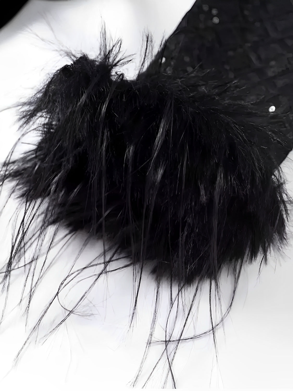 Macacão de Renda com Lantejoulas Plumas e Calça Flare de Veludo - Noir [FRETE FULL]