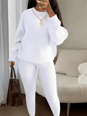 Conjunto de Tricô com Suéter Oversized e Calça Legging Ajustável – Ranya