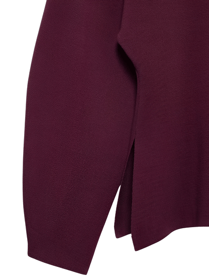 Conjunto Feminino de Tricô com Suéter Gola V e Saia Reta com Cintura Elástica - Viviene