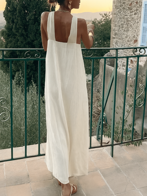 Vestido Longo em Viscose Texturizado com Alça Torcida Elegante – Renata