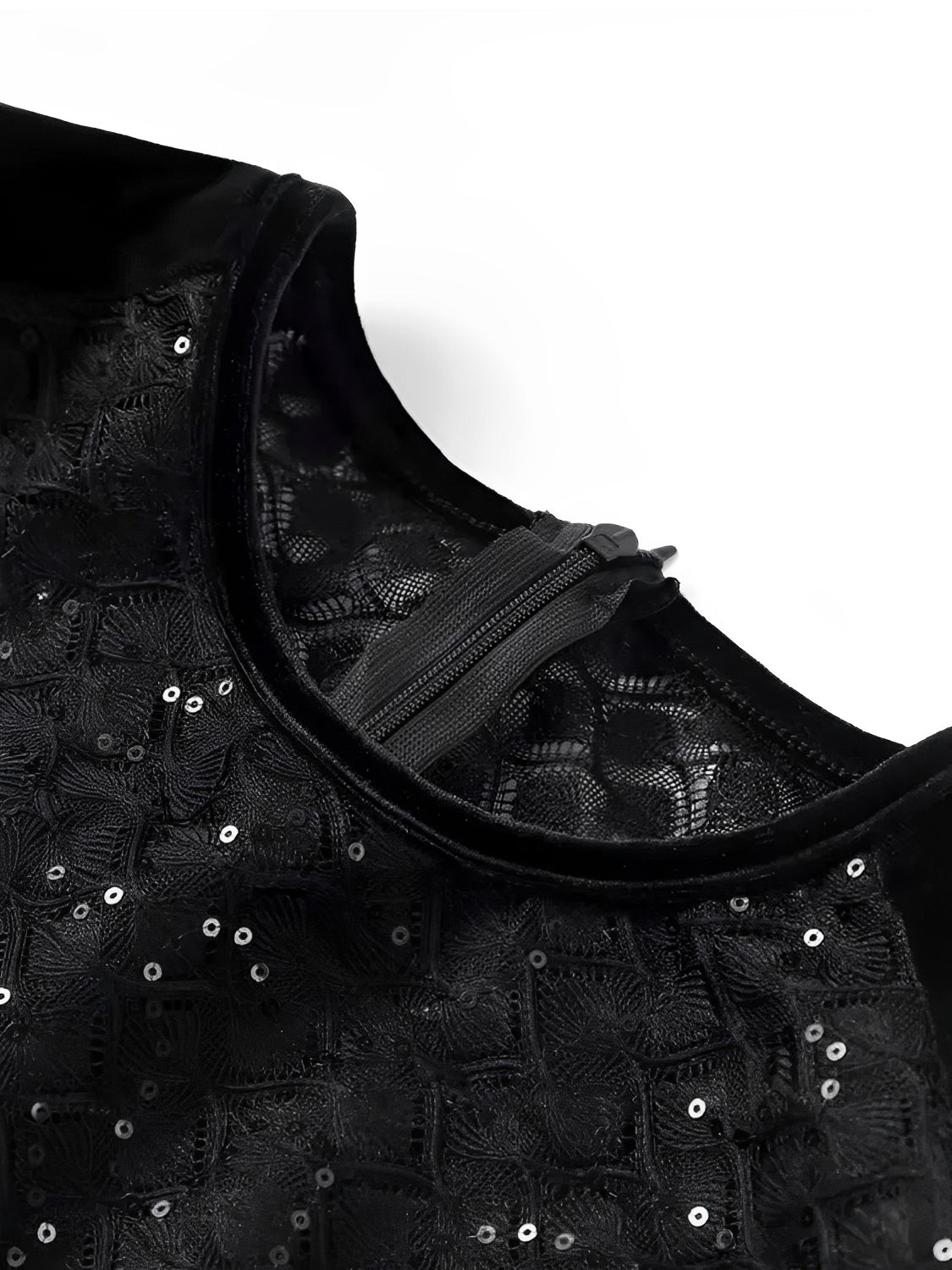 Macacão de Renda com Lantejoulas Plumas e Calça Flare de Veludo - Noir [FRETE FULL]