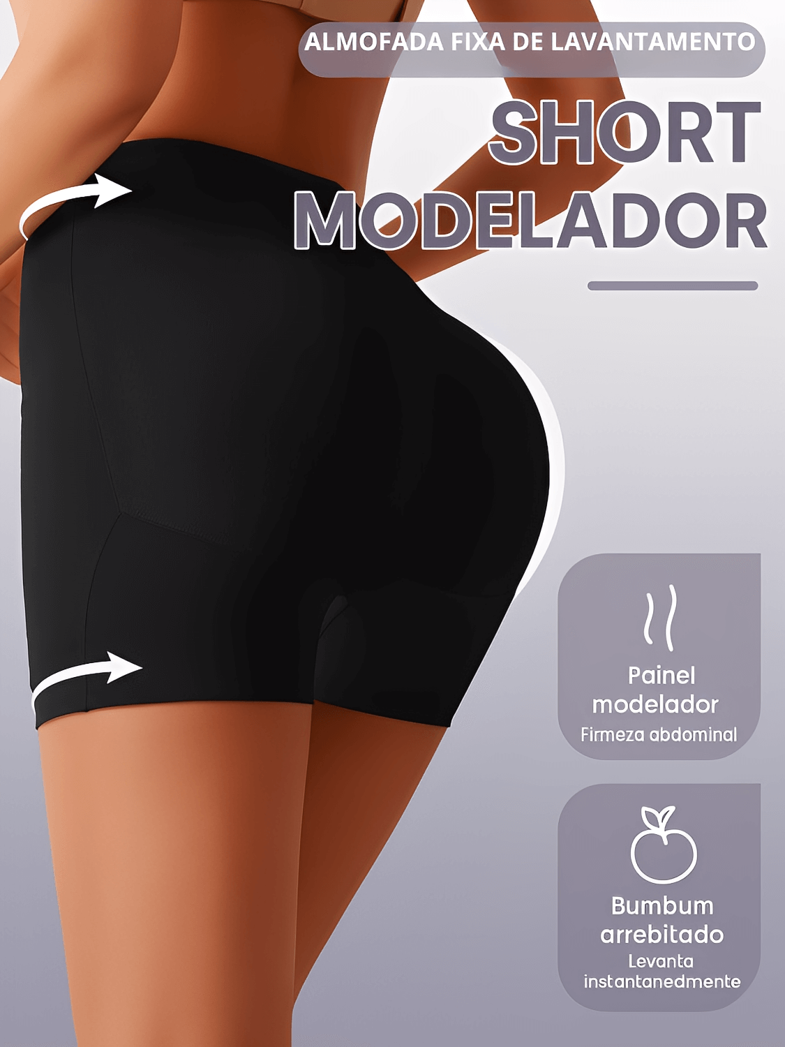 Short Feminino Modelador Cintura Alta Sem Costura com Enchimento Fixo  Efeito Levanta Bumbum  – Tailine