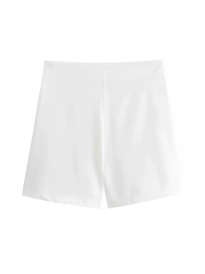 Conjunto Feminino Alfaiataria Blusa com Abotoamento Frontal e Shorts Cintura Alta - Ava
