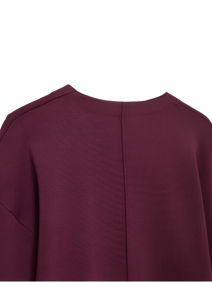 Conjunto Feminino de Tricô com Suéter Gola V e Saia Reta com Cintura Elástica - Viviene