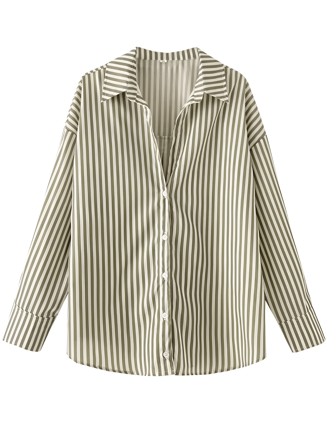 Camisa Listrada com Gola Clássica  Estruturada e Botões Frontais  – Glória