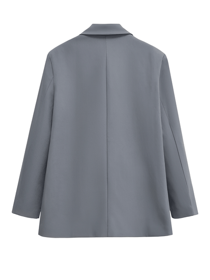 Blazer Feminino Alfaiataria Clássica com Lapela Marcante Botões Duplos Trespassado e Bolsos Decorativos – Ayana
