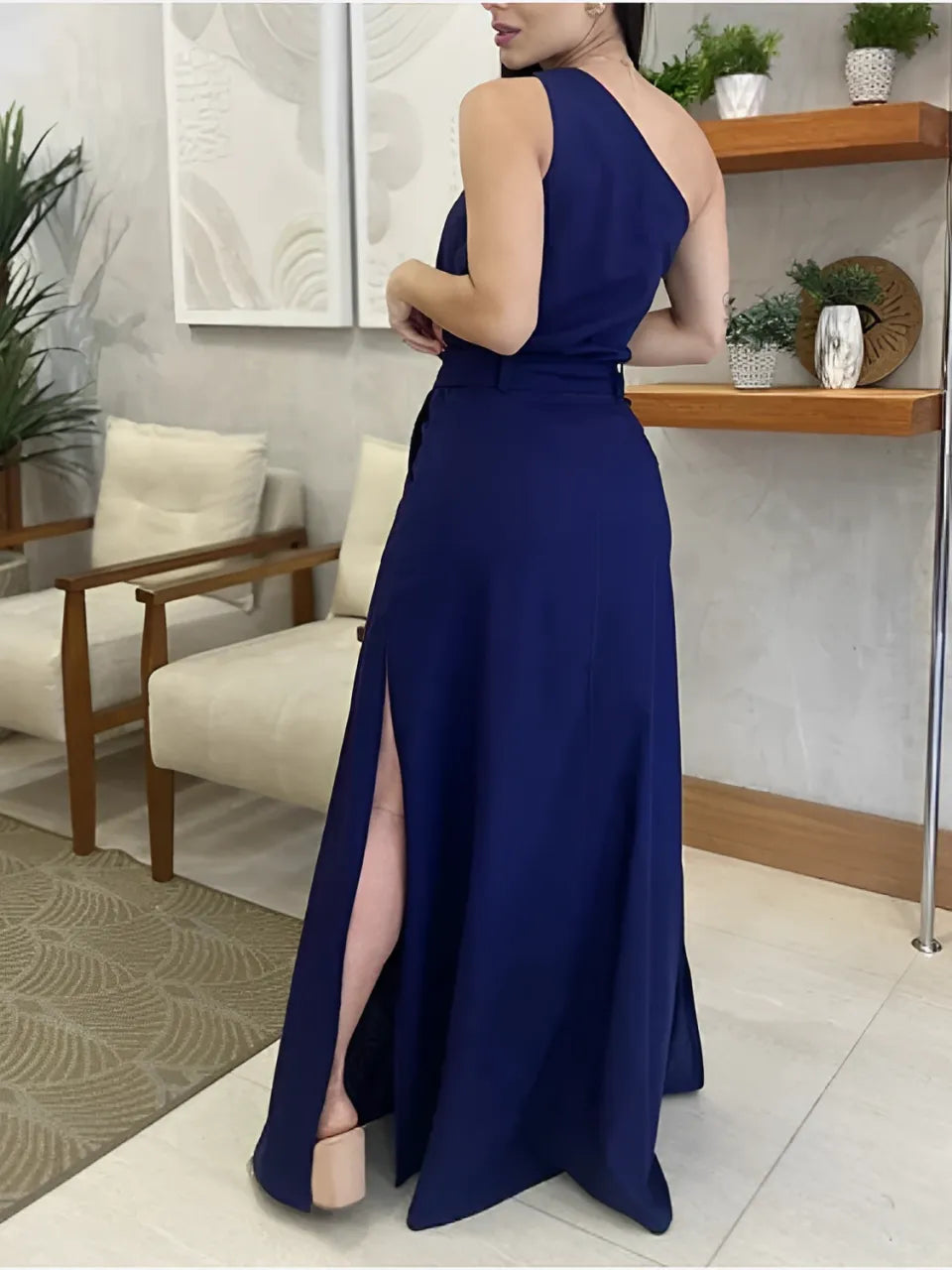 Conjunto com Blusa de Ombro Único e Saia Longa de com Amarração - Malena [FRETE FULL]