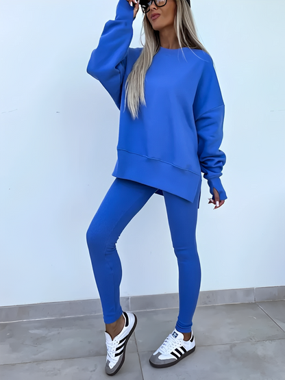 Conjunto Feminino de Moletom Oversized com Suéter Mullet e Calça Legging– Nayra [FRETE FULL]