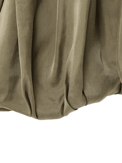 Camisa Feminina Acetinada Oversized com Manga Bufante e Fechamento em Zíper – Milene