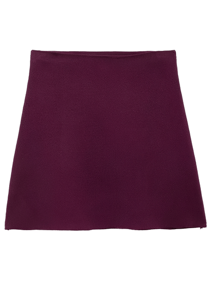 Conjunto Feminino de Tricô com Suéter Gola V e Saia Reta com Cintura Elástica - Viviene