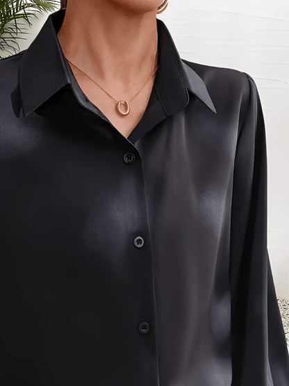 Camisa Feminina em Tecido Estruturado com Manga Lanterna e Gola Lapela – Scarllet
