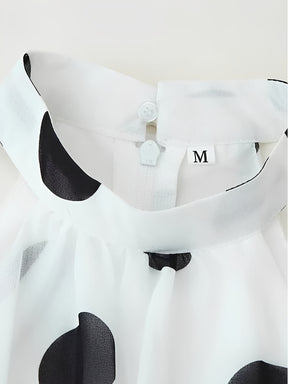 Conjunto Poá em Chiffon com Top Halter e Saia Longa em Camadas - Sibeli [FRETE FULL]