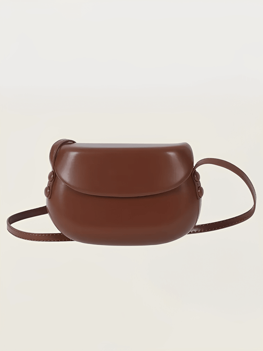 Bolsa Feminina em Couro PU com Design Arredondado Fecho Magnético e Alça Regulável – Odete