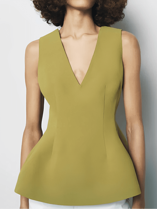 Blusa Feminina Peplum com Decote V e Ajuste Acinturado e Zíper nas Costas  – Marisa