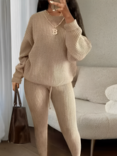 Conjunto de Tricô com Suéter Oversized e Calça Legging Ajustável – Ranya