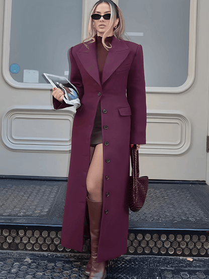 Sobretudo Feminino Longo em Lã Batida Acinturado com Lapela e Bolsos Decorativos – Mandy