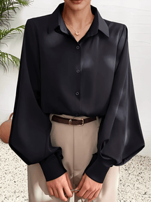 Camisa em Tecido Estruturado com Manga Lanterna e Gola Lapela – Scarllet