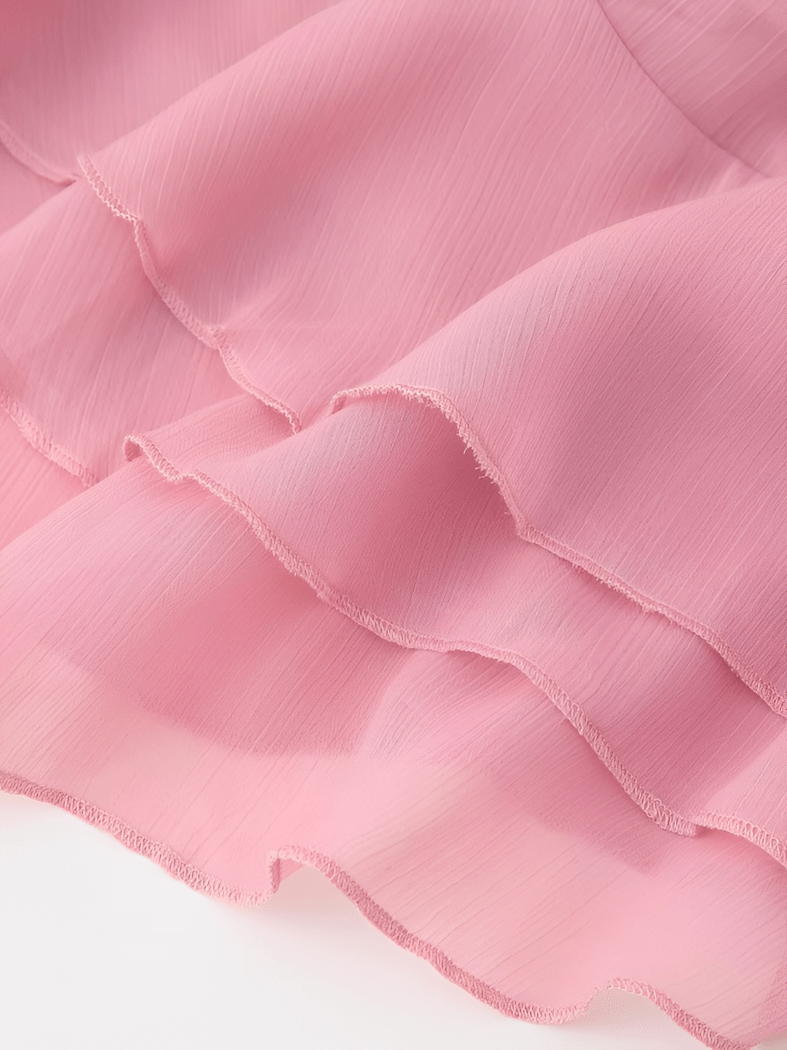 Vestido Feminino Longo em Chiffon com Babados em Camadas Decote em V e Mangas Longas – Amelie