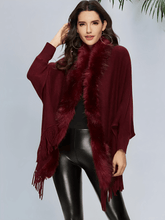 Cardigan de Tricô com Gola Peluciada e Franjas  – Viviane [FRETE FULL]