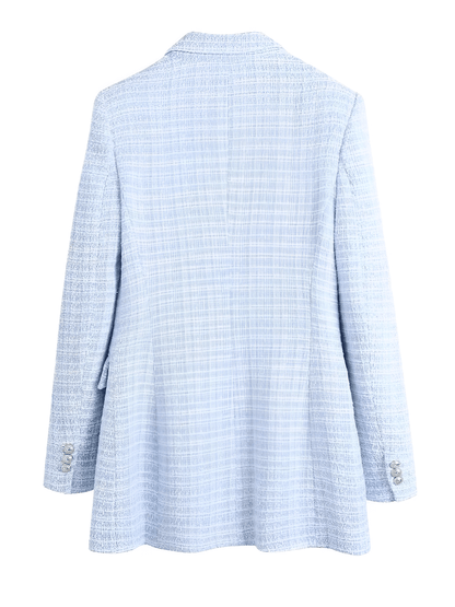 Blazer Feminino Tweed Texturizado com Fechamento Trespassado de Botões Duplos – Fiorella