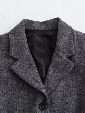 Conjunto de Blazer com Colarinho e Saia Midi em Lã Batida - Anastacia