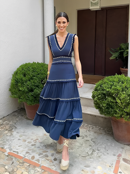 Vestido Feminino Boho Midi com Babados e Decote em V - Amara [FRETE FULL]