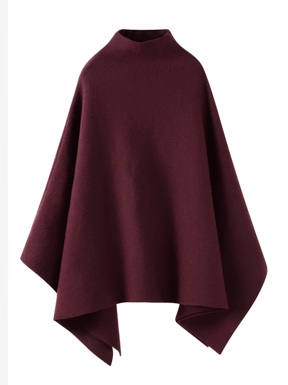 Casaco Feminino Estilo Capa Assimétrico Estruturado com Gola Alta e Modelagem Poncho - Lenir
