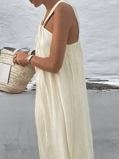 Vestido Feminino Longo em Viscose Texturizado com Alça Torcida Elegante – Renata